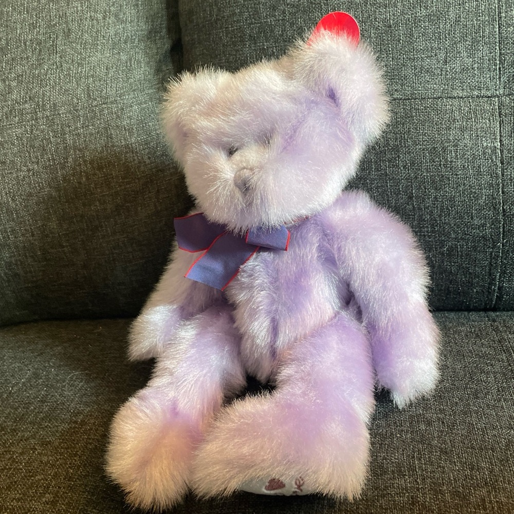 Russ Berrie Aphrodite  Purple Teddy Bear . New. 14”.
